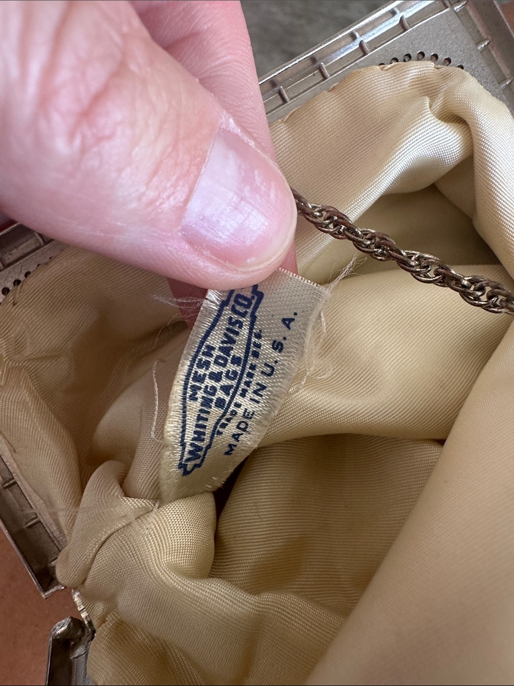 Vintage whiting & Davis Silver Mesh Evening Bag with Chain Handle - Picture 3 of 8